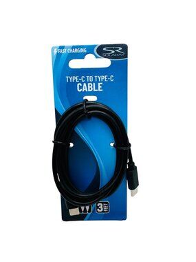 Solaray Fast Charging Type C To Type C Cable 3ft Black